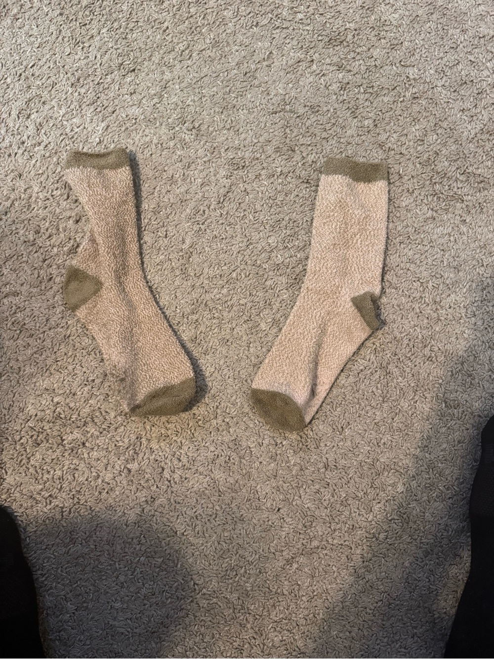 Cozy Beige Fuzzy Crew Socks | Soft Plush Winter Lounge Socks